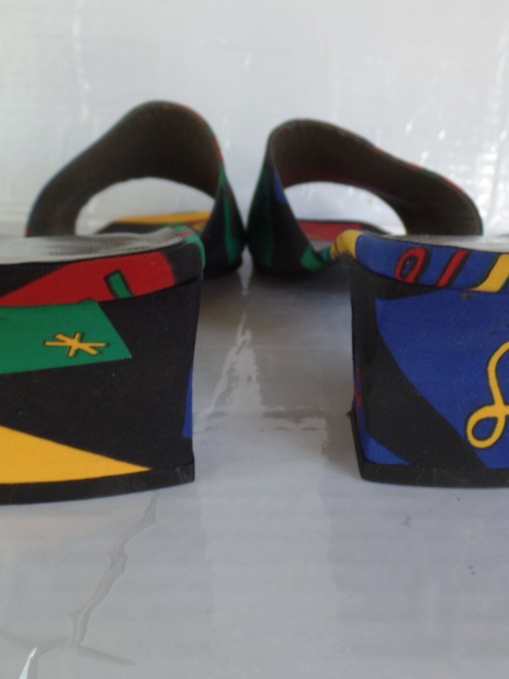 YSL Logo Satin Mod Heels Made in Italy Leather Soles Sz 7.5 Yves Saint Laurent - Picture 5 of 10